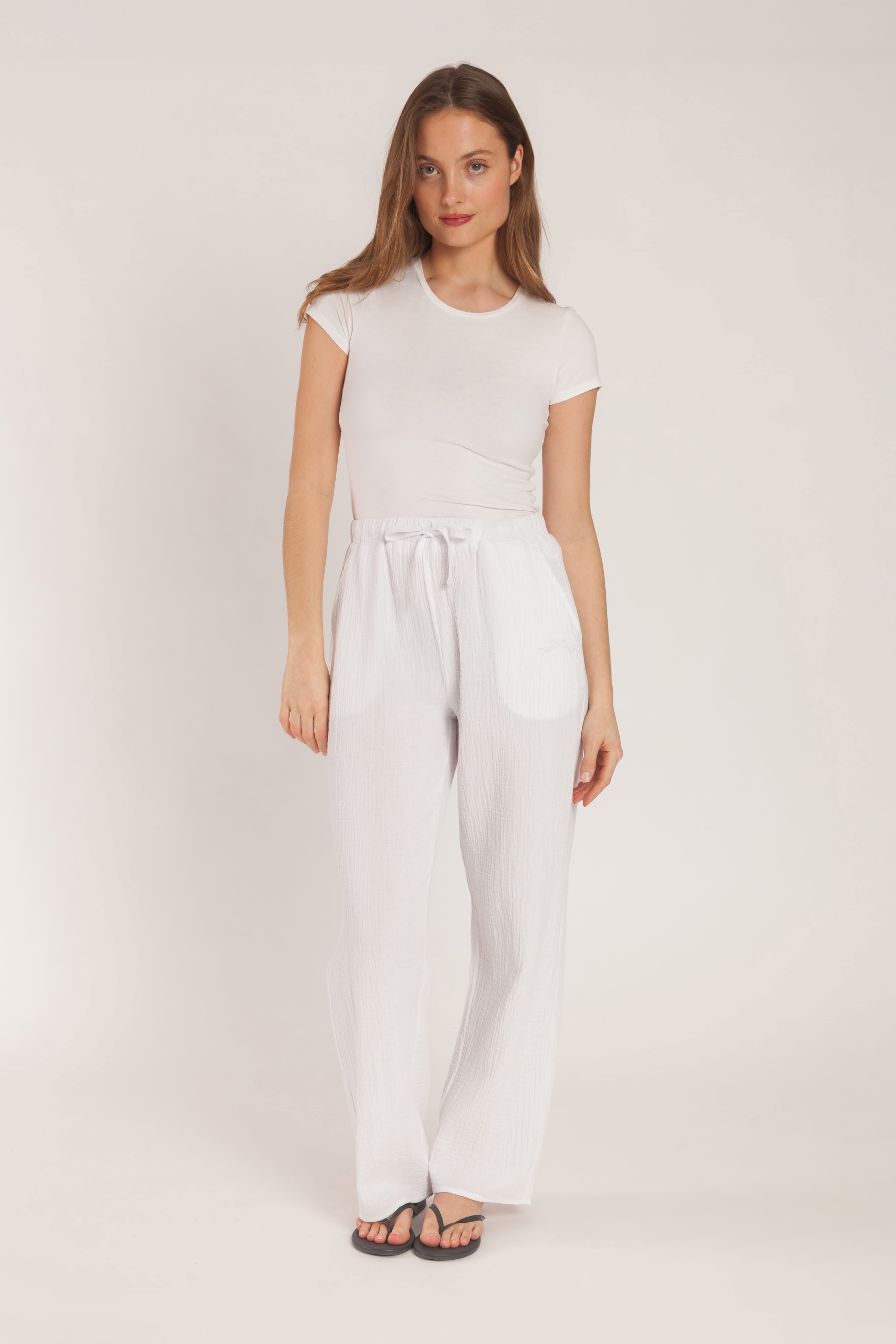 Pantalon Rielle en gaze de coton – Blanc