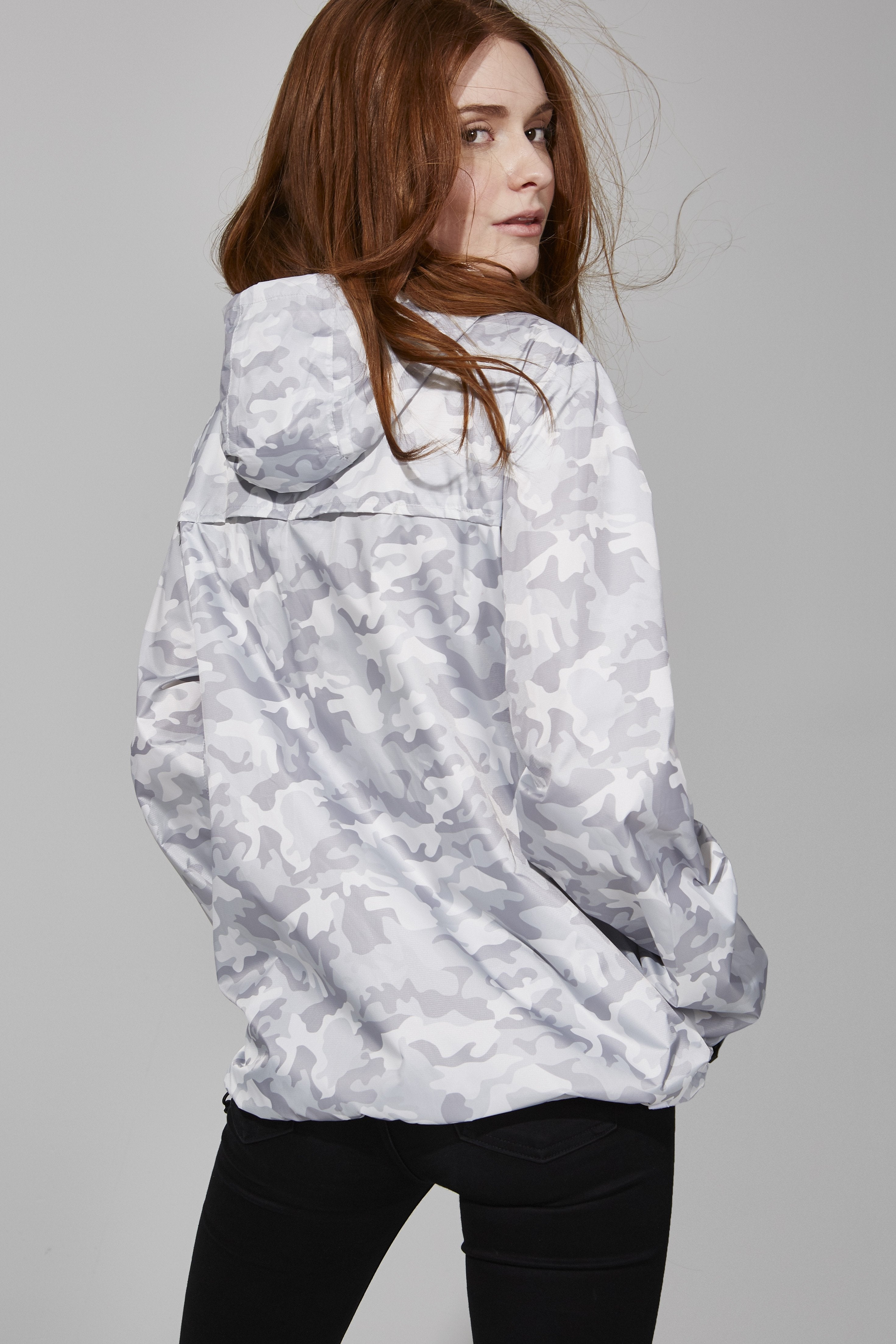 Sloane Print - White Camo Full Zip Packable Rain Jacket - O8lifestyle.