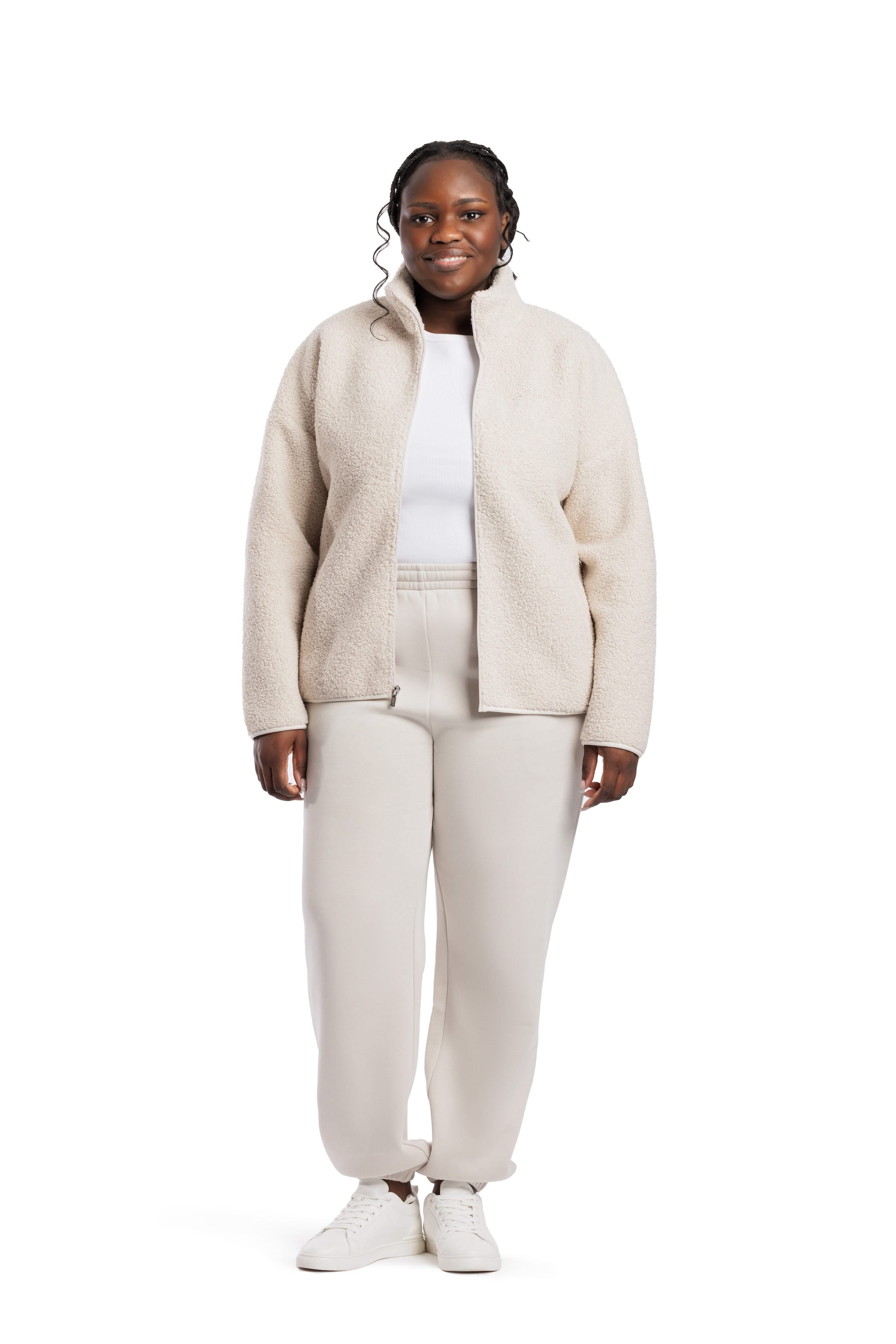 Veste Sara Teddy zippé en Sherpa premium Beige