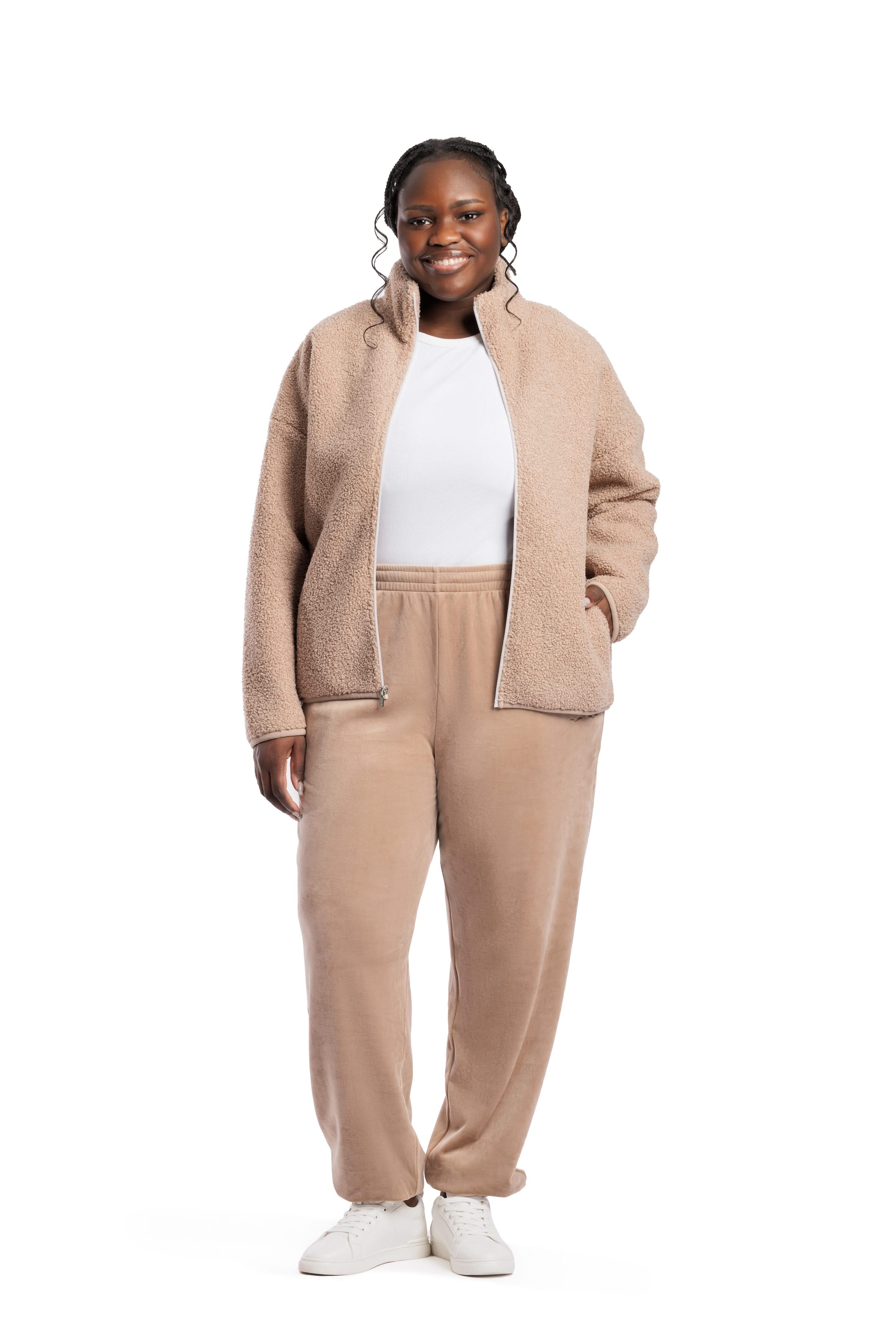 Veste Sara Teddy zippé en Sherpa premium Taupe