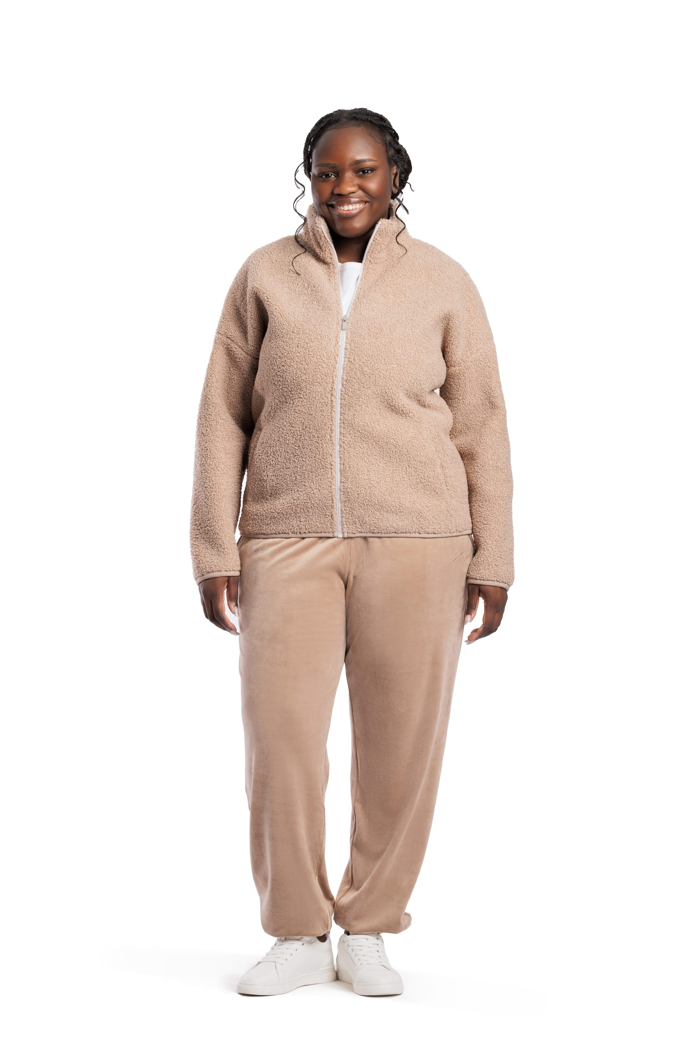 Veste Sara Teddy zippé en Sherpa premium Taupe