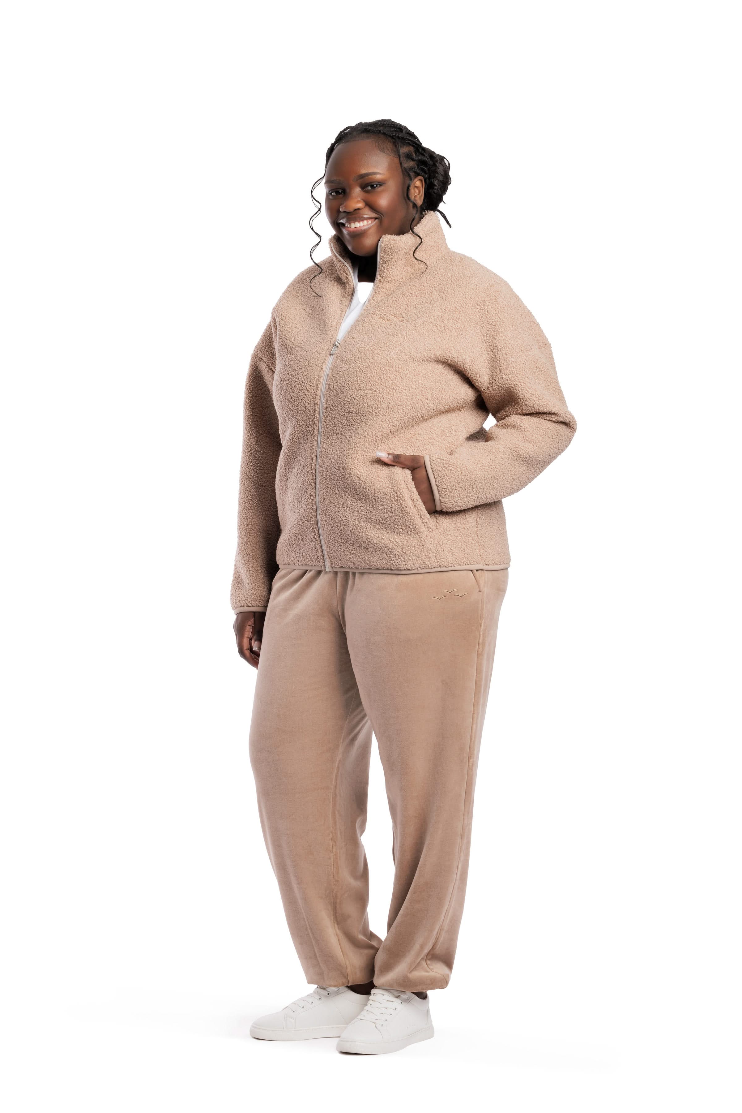 Veste Sara Teddy zippé en Sherpa premium Taupe