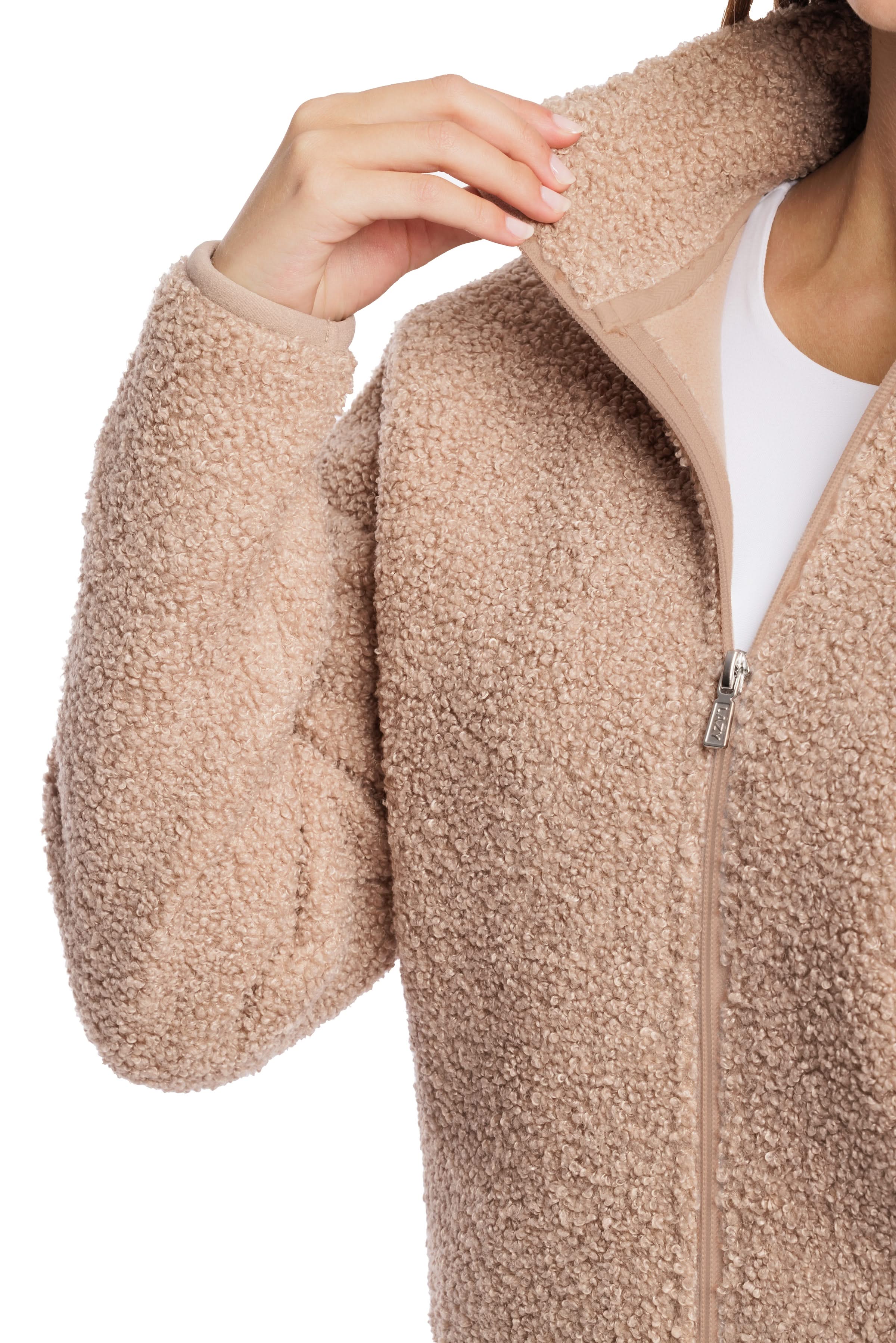 Veste Sara Teddy zippé en Sherpa premium Taupe
