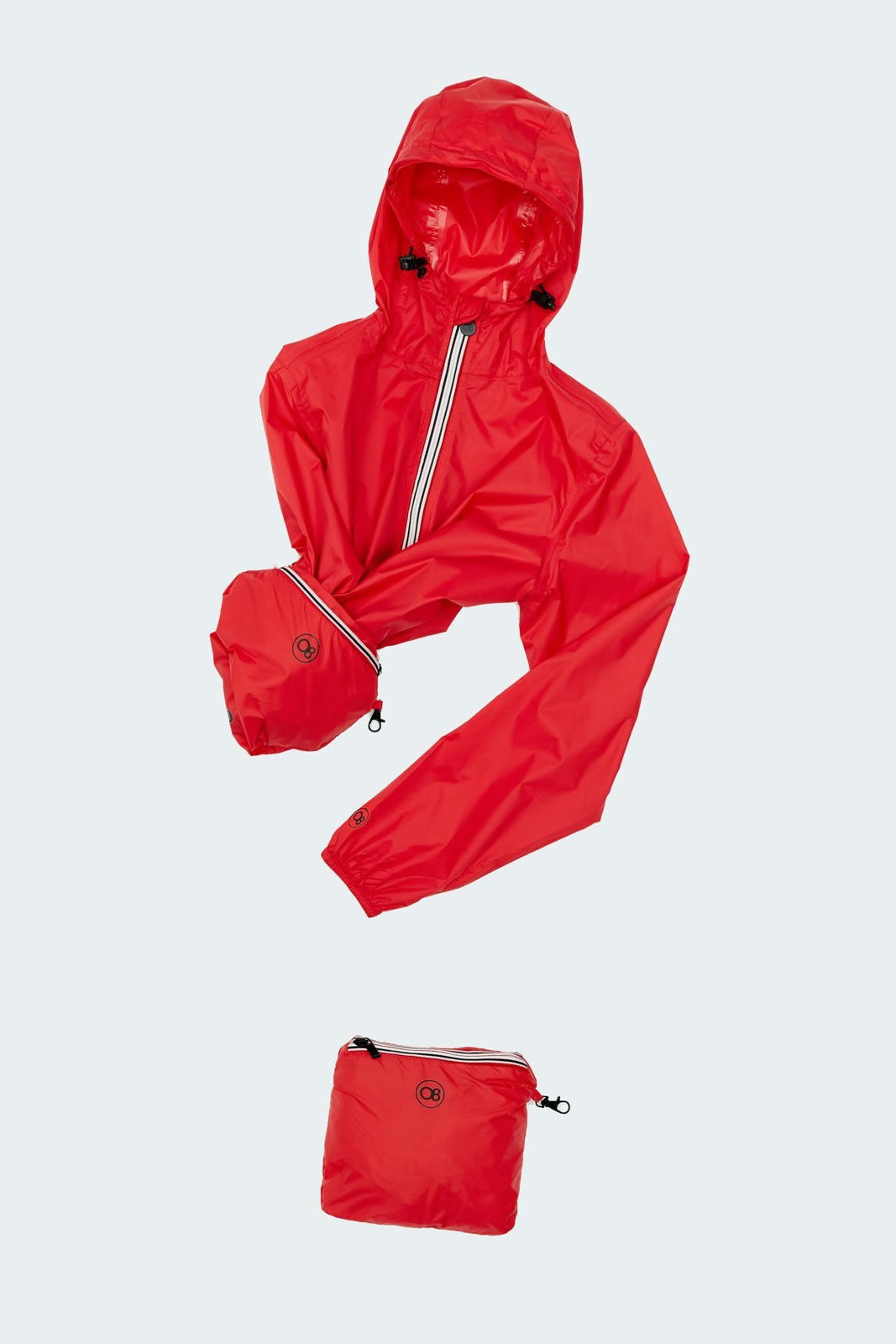 Sloane - Red Full Zip Packable Rain Jacket - O8lifestyle.