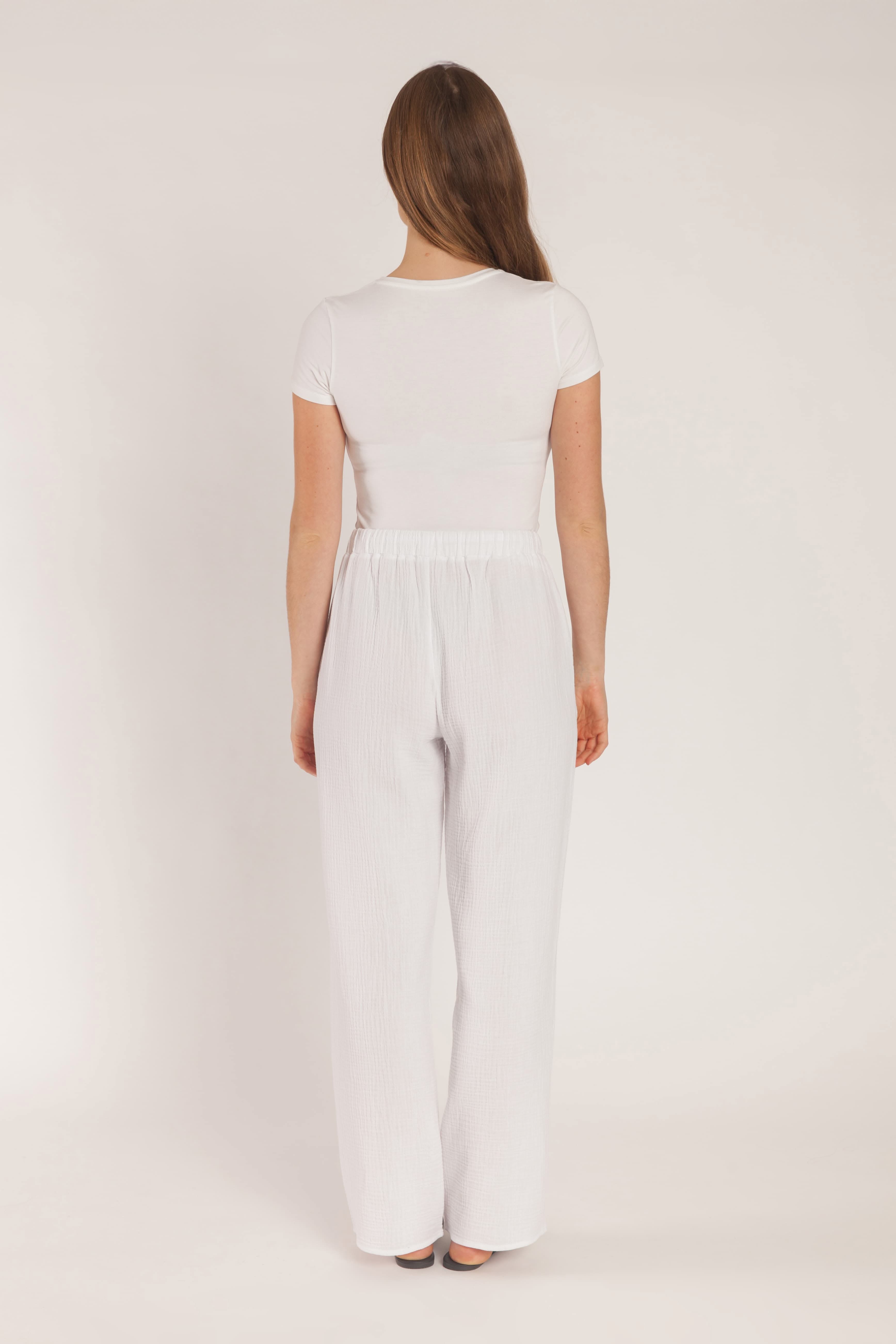 Pantalon Rielle en gaze de coton – Blanc