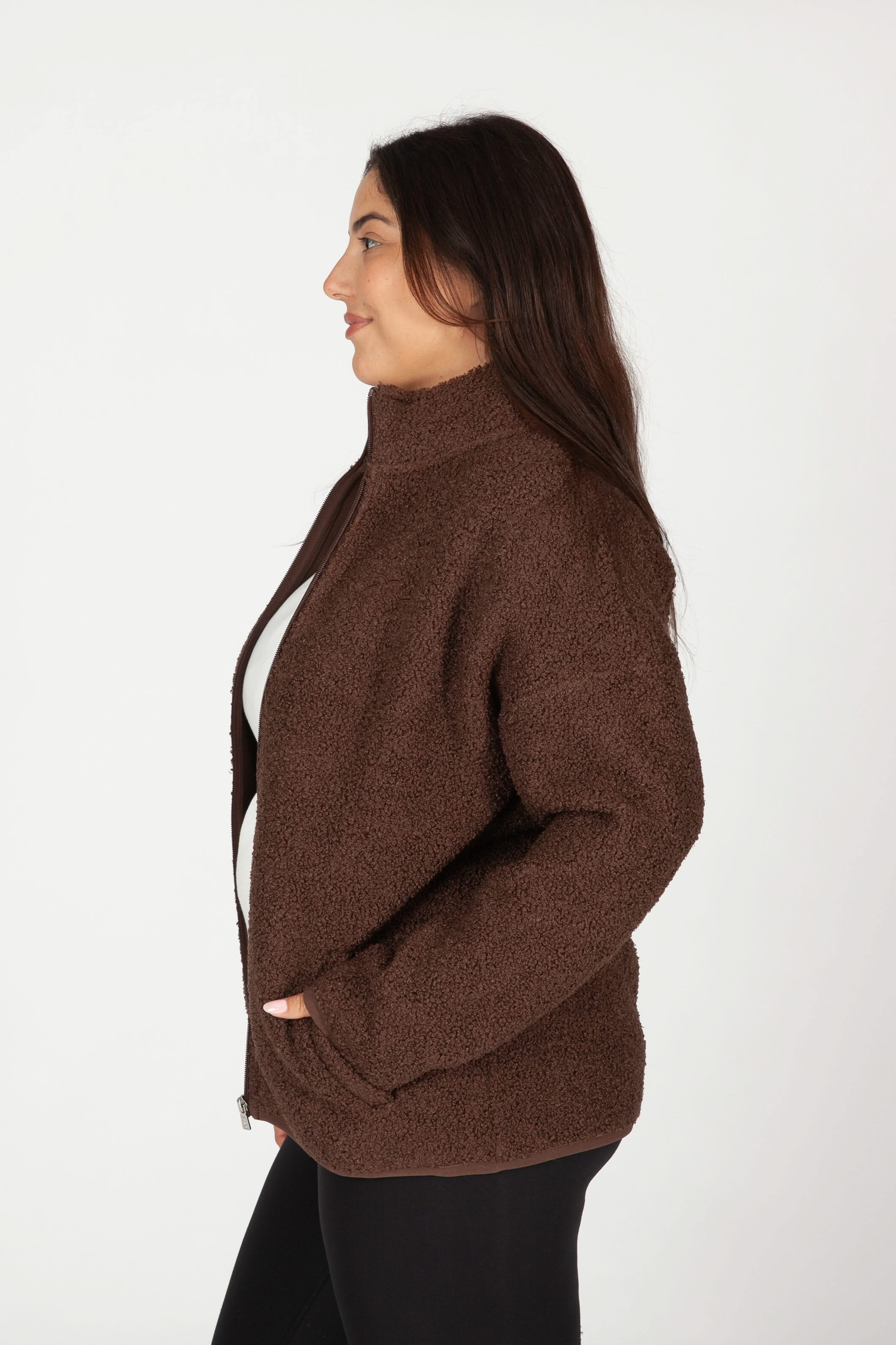 Veste Sara Teddy zippé en Sherpa premium Marron