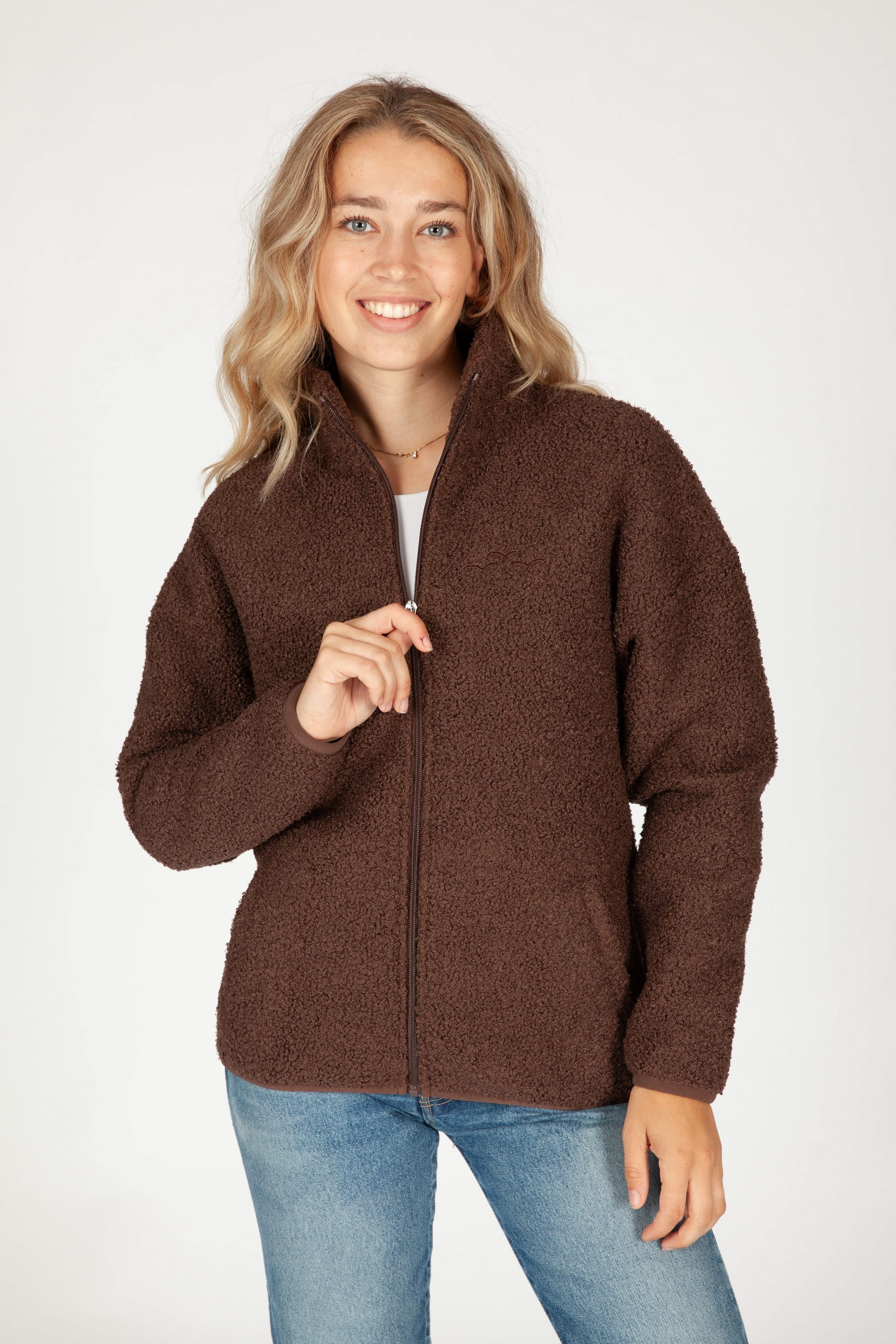 Veste Sara Teddy zippé en Sherpa premium Marron