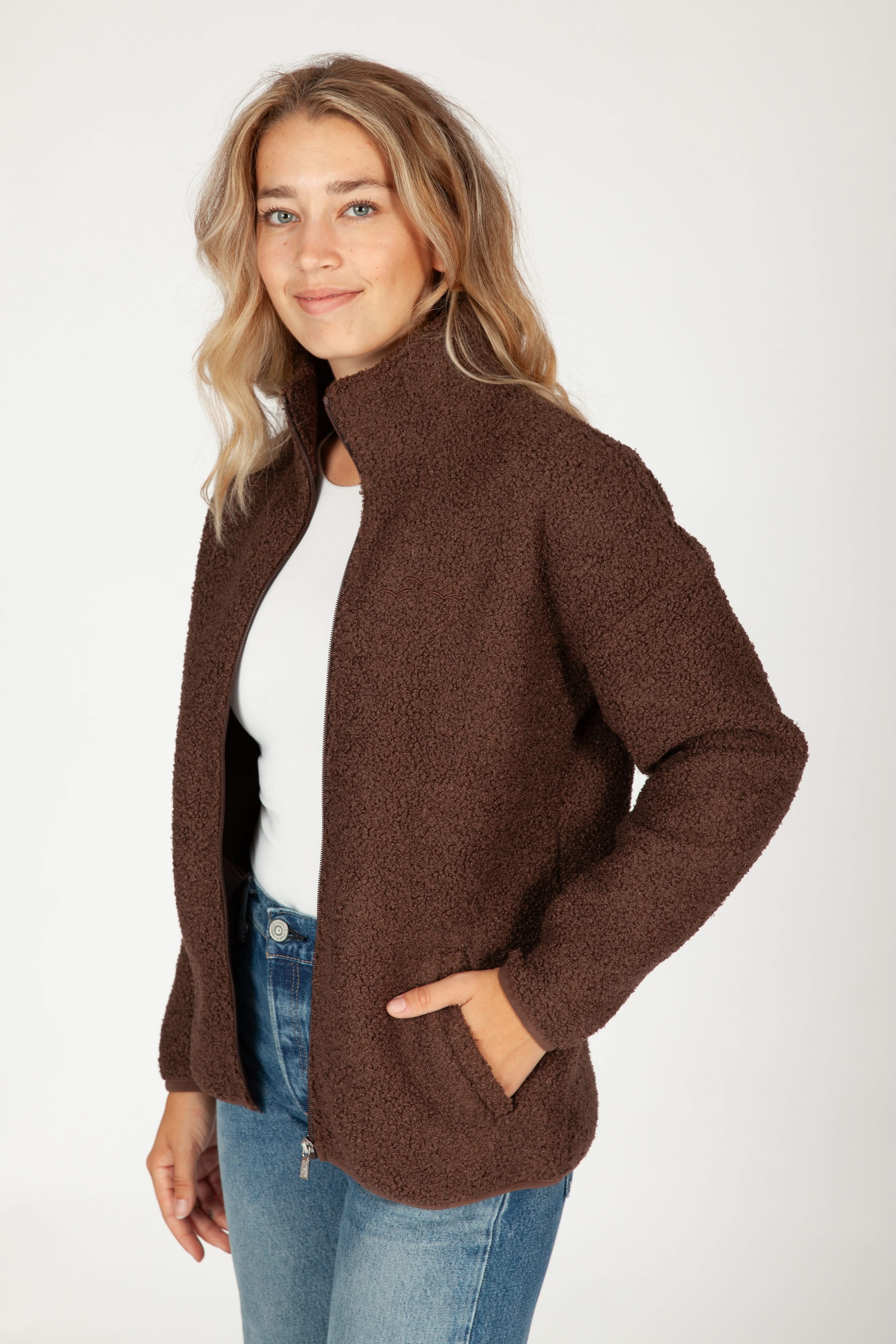 Veste Sara Teddy zippé en Sherpa premium Marron