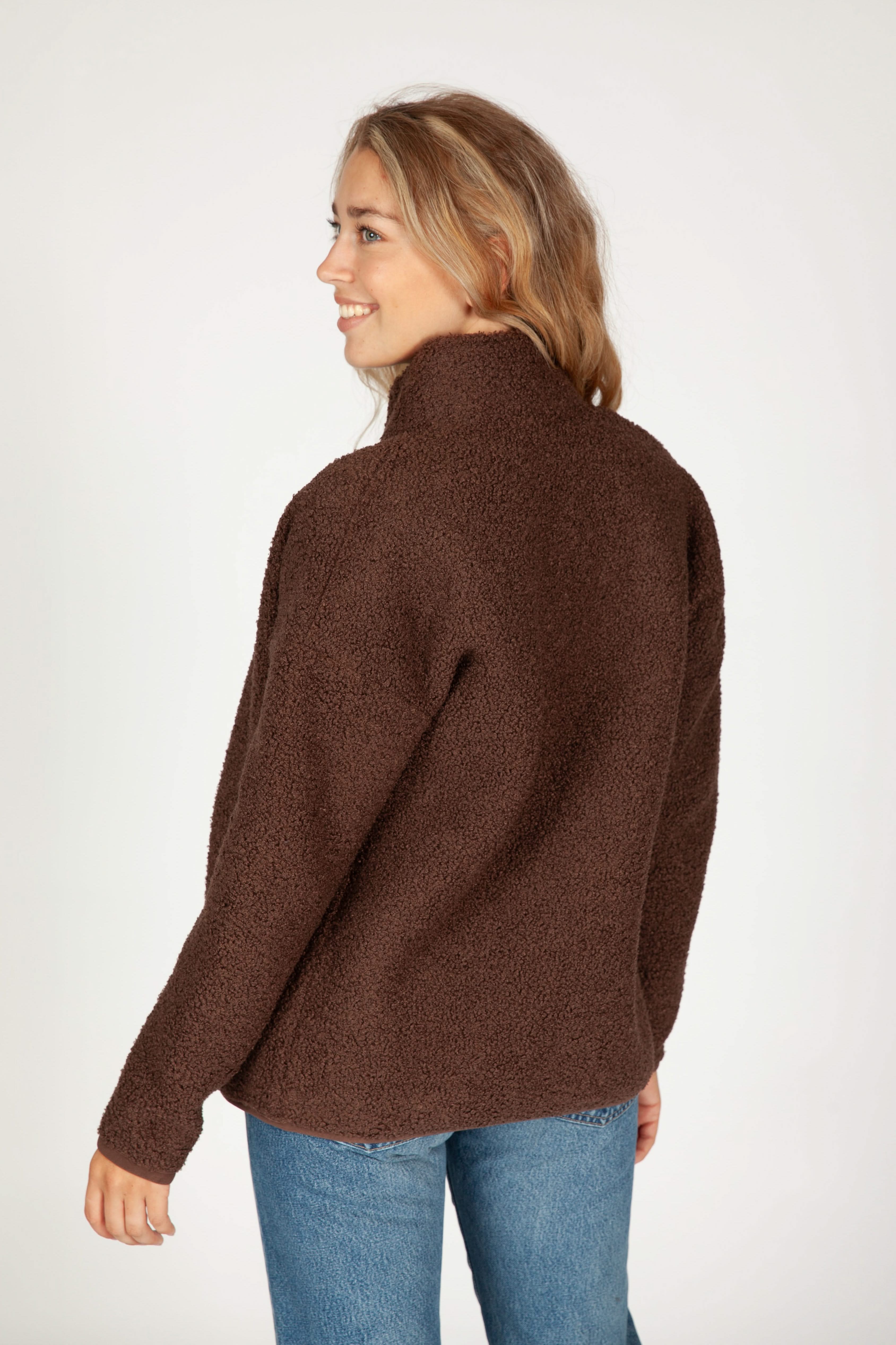 Veste Sara Teddy zippé en Sherpa premium Marron