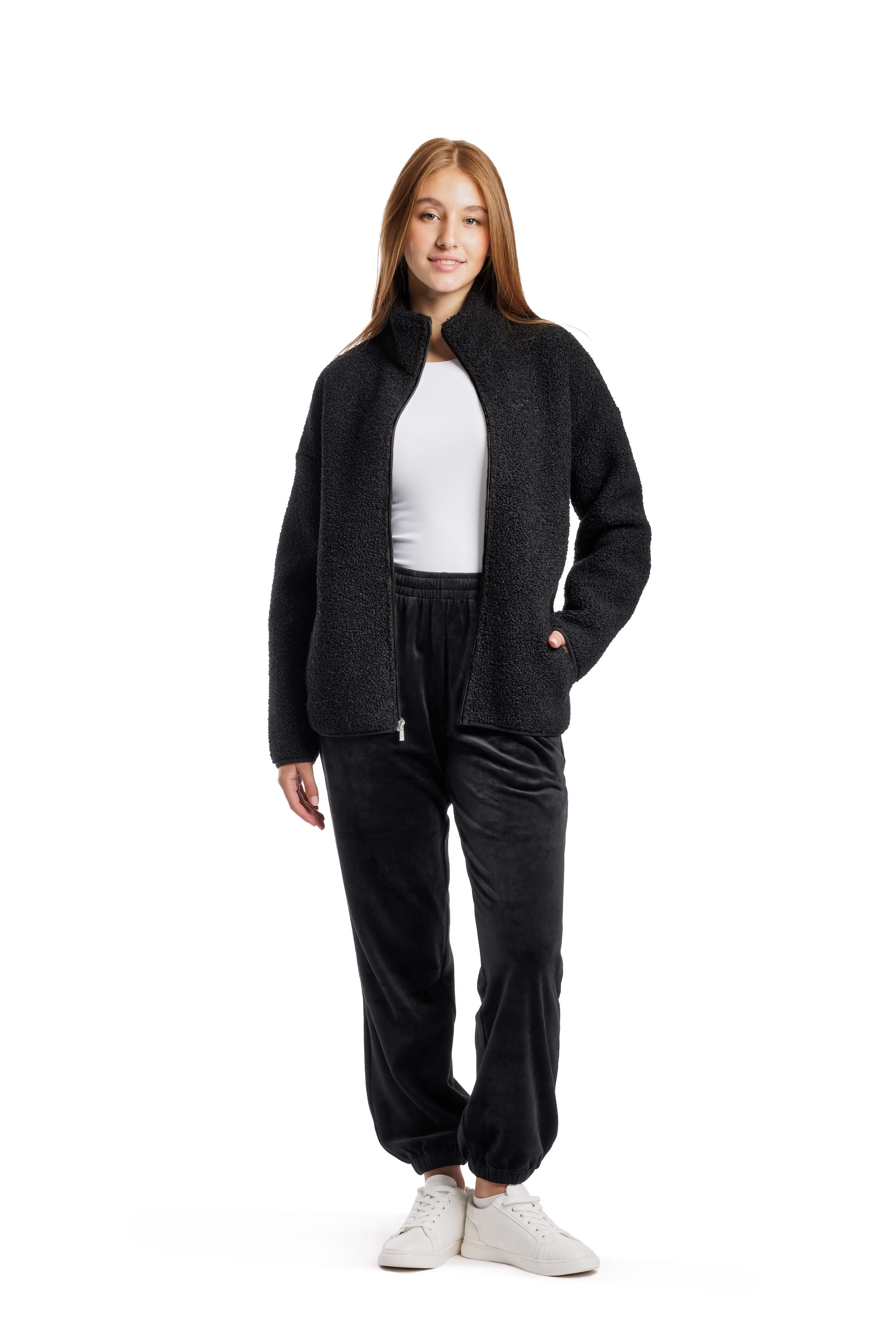 Veste Sara Teddy zippé en Sherpa premium Noir