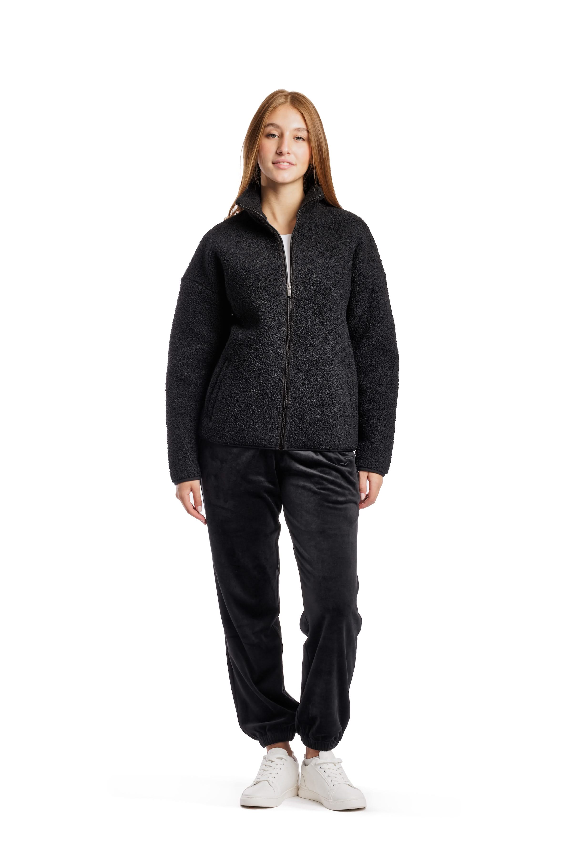 Veste Sara Teddy zippé en Sherpa premium Noir