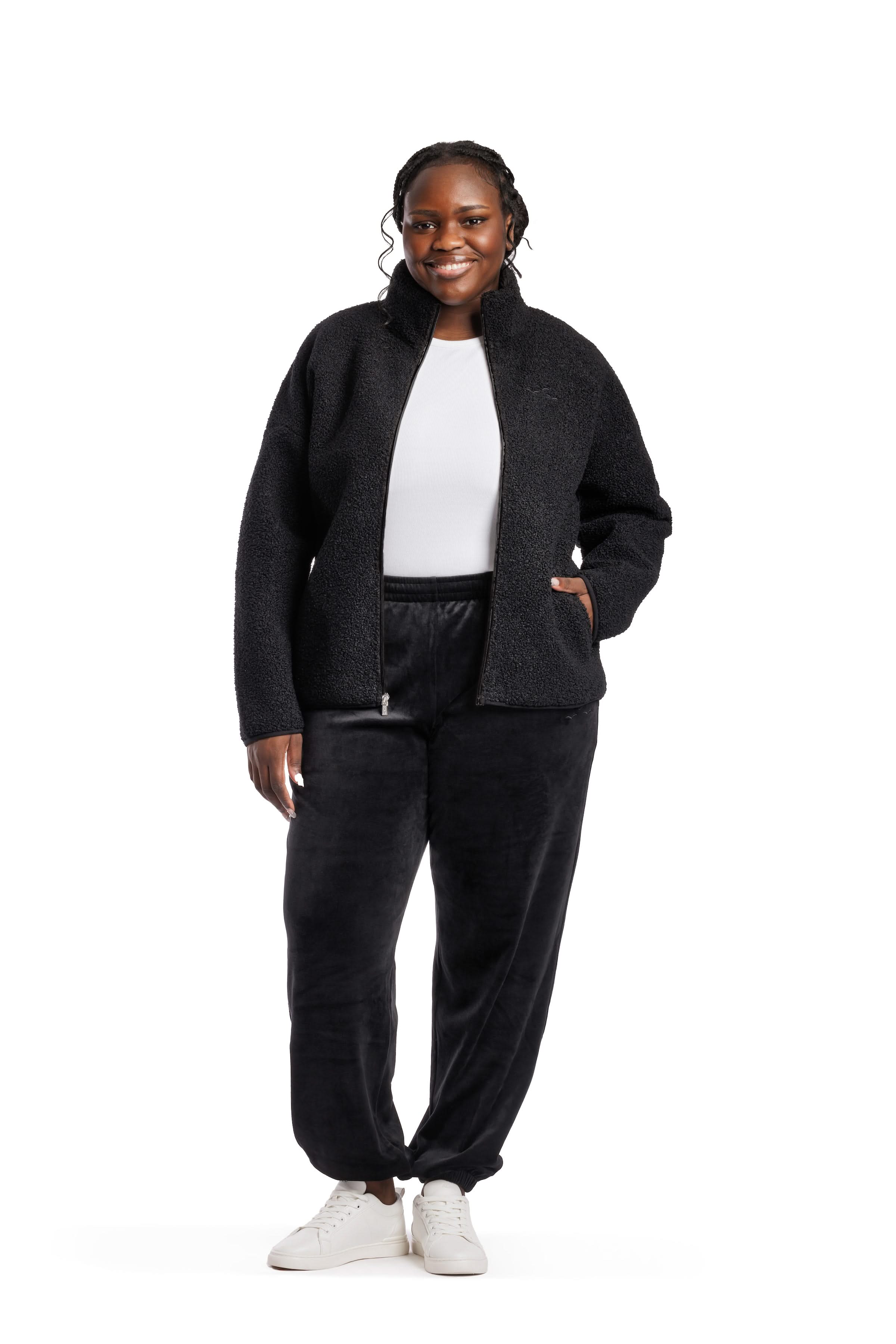 Veste Sara Teddy zippé en Sherpa premium Noir