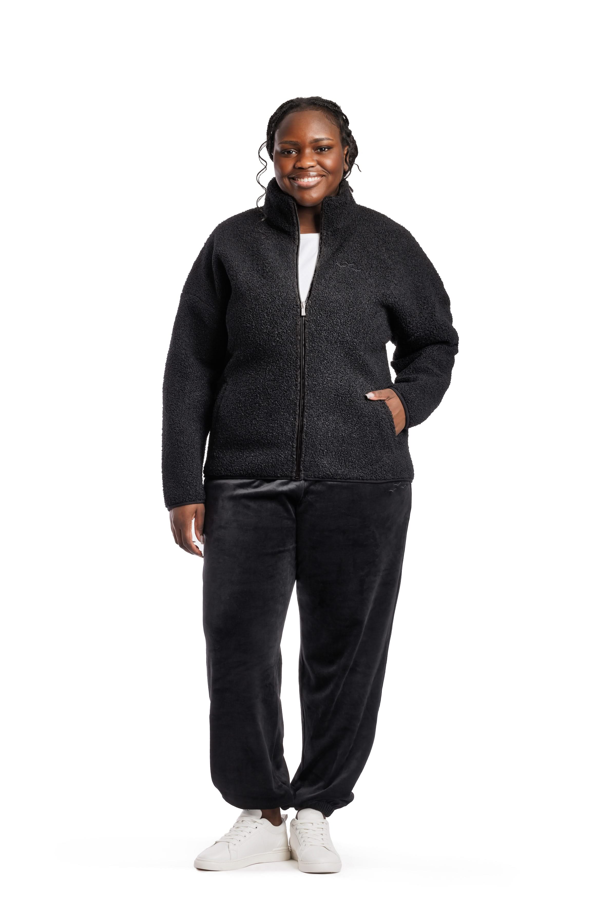 Veste Sara Teddy zippé en Sherpa premium Noir