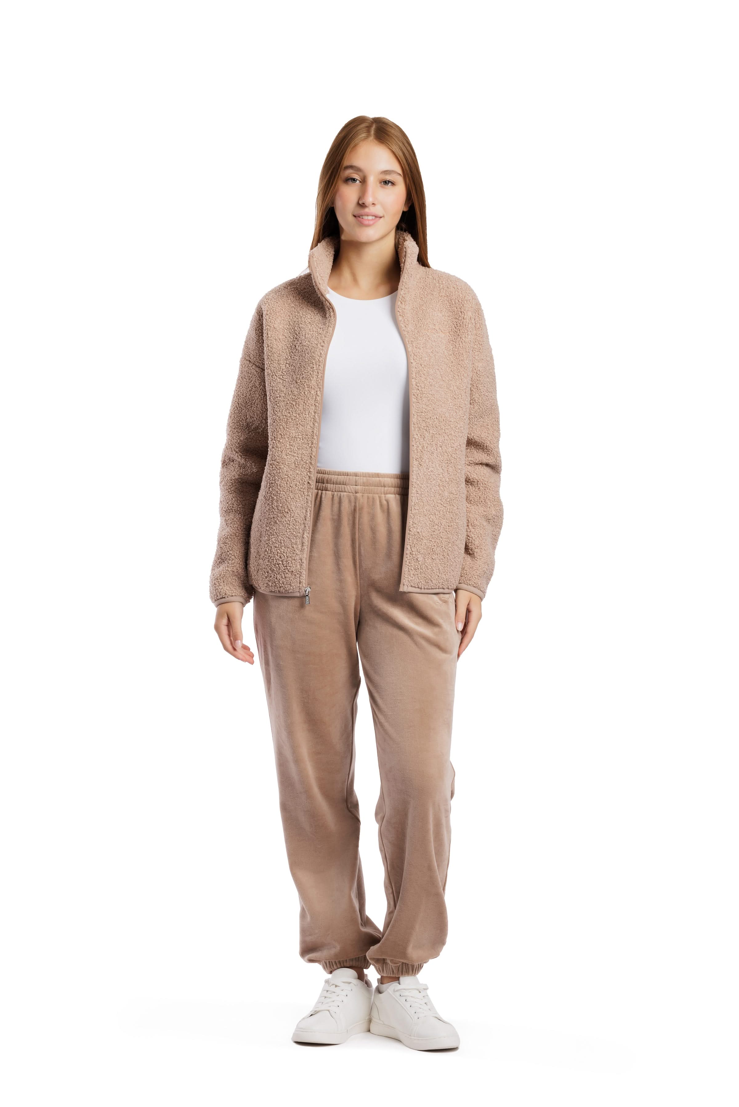 Veste Sara Teddy zippé en Sherpa premium Taupe