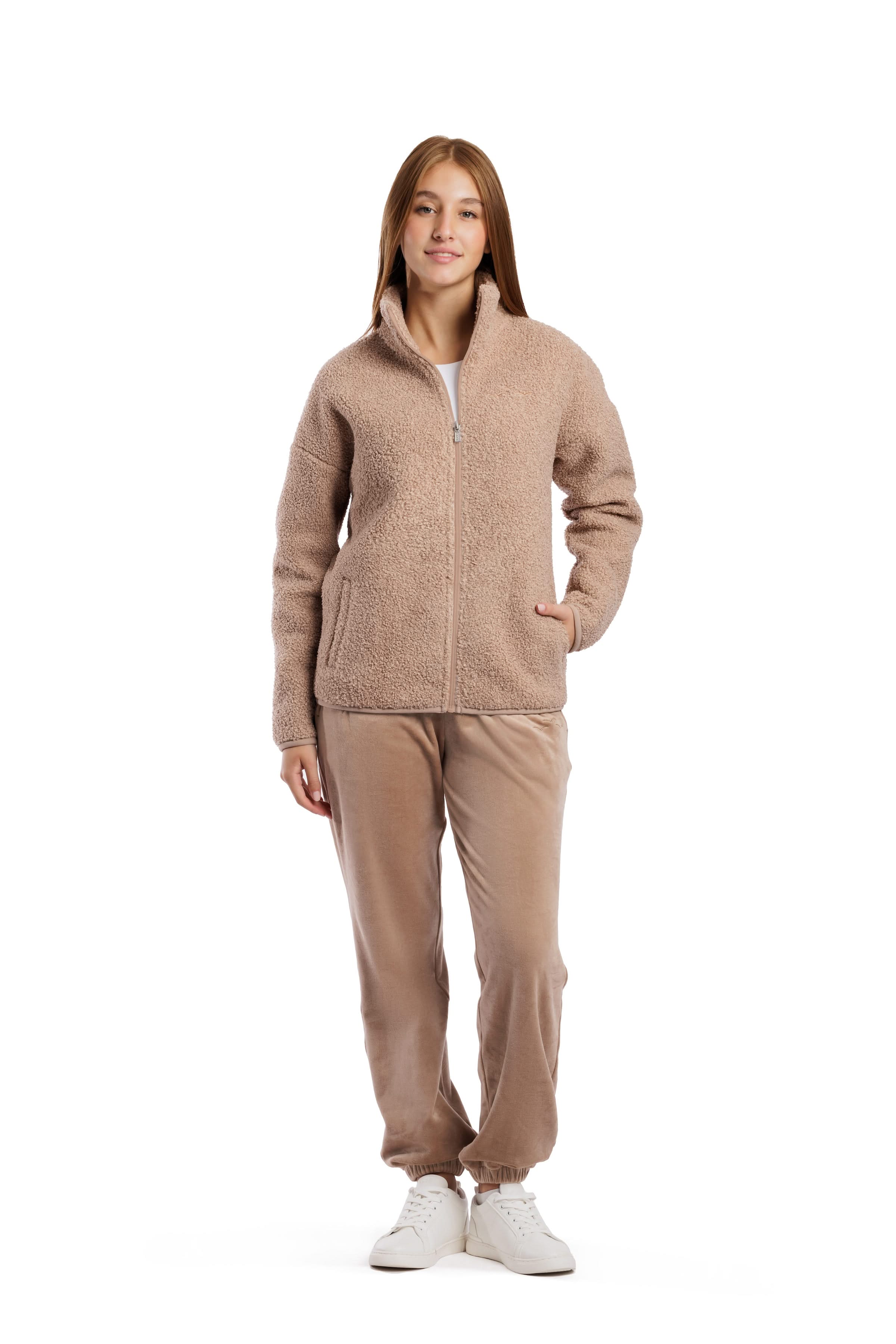 Veste Sara Teddy zippé en Sherpa premium Taupe